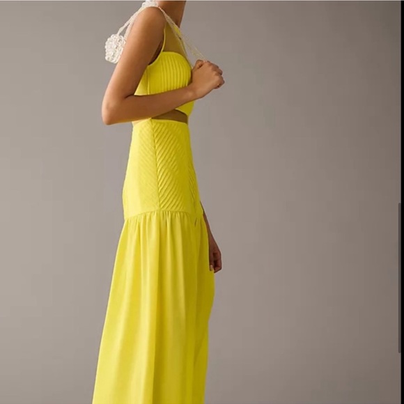 Anthropologie Vineet Ball Puff-Sleeve Textured Sheer Panel Trumpet Hem Dress - Picture 5 of 6